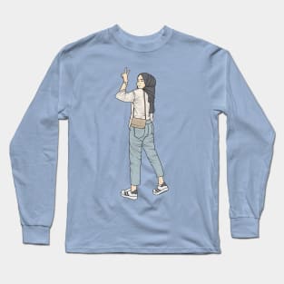 White Cloud Blue Sky Long Sleeve T-Shirt